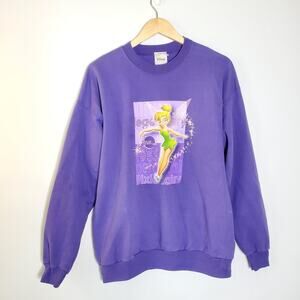 Disney Store Vintage Purple Cotton Terry Cloth tinker Bell Graphic sweatshirt